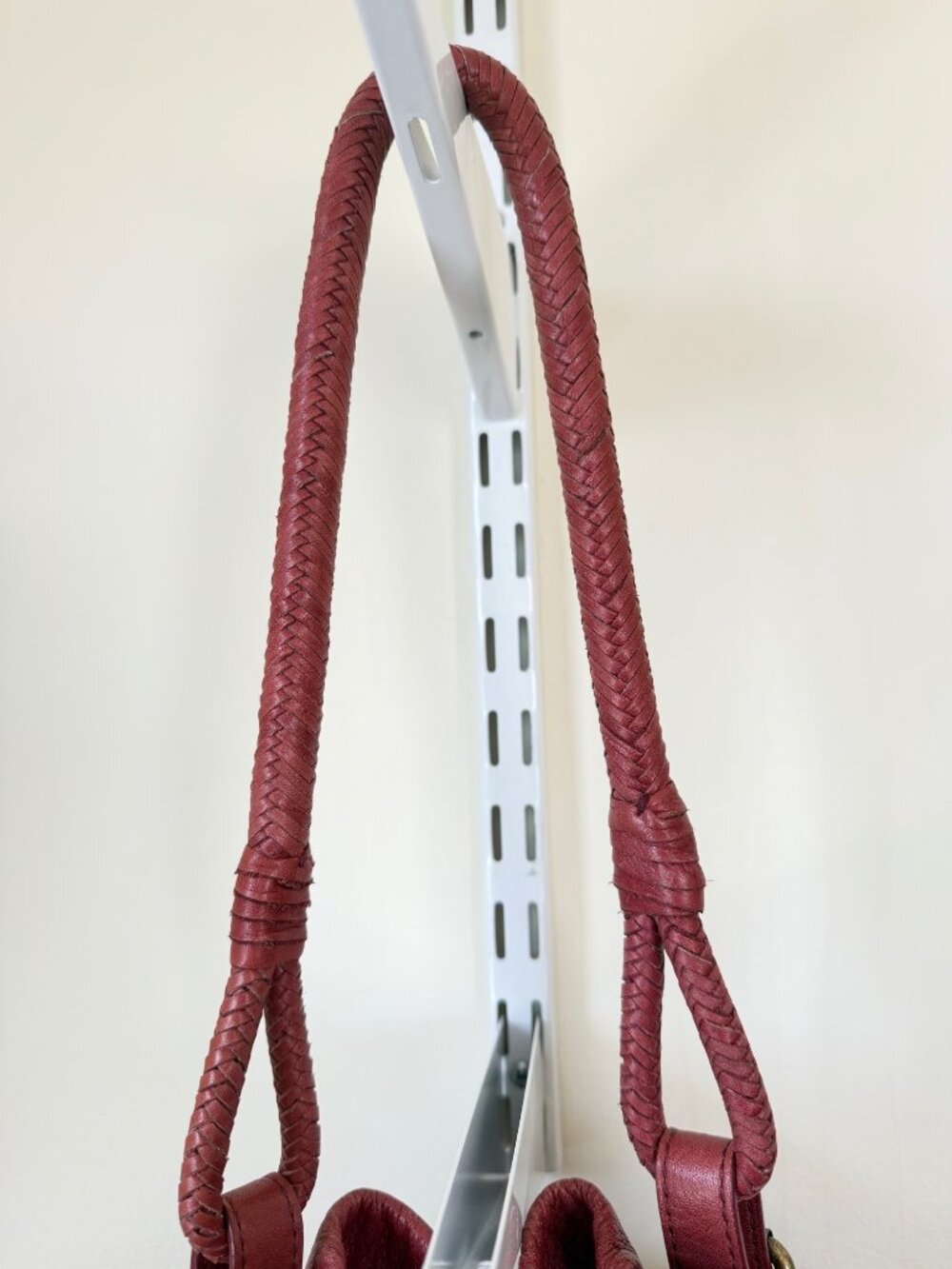 Elliott Lucca Pebbled Leather Bucket Bag Hobo Shoulder Purse Berry Red - Picture 4 of 12